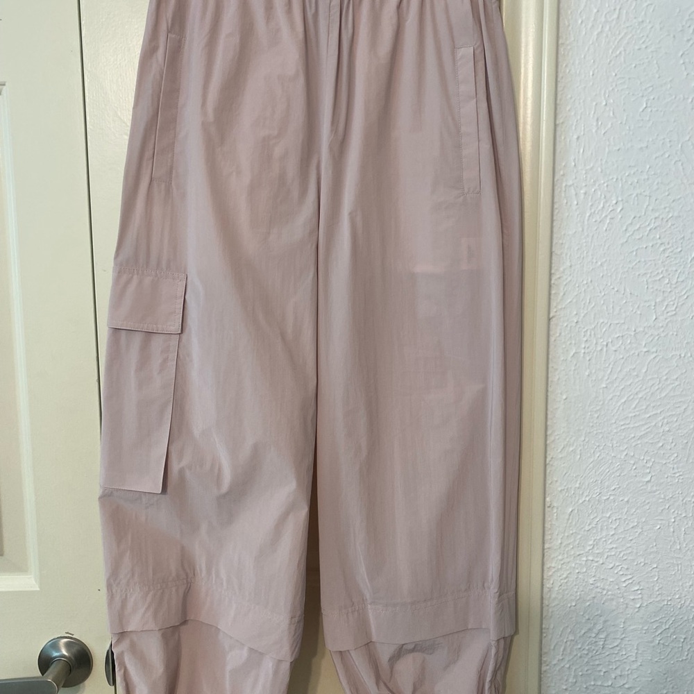 Tibi Light Pink Nylon Cargo Pants - Size Small
